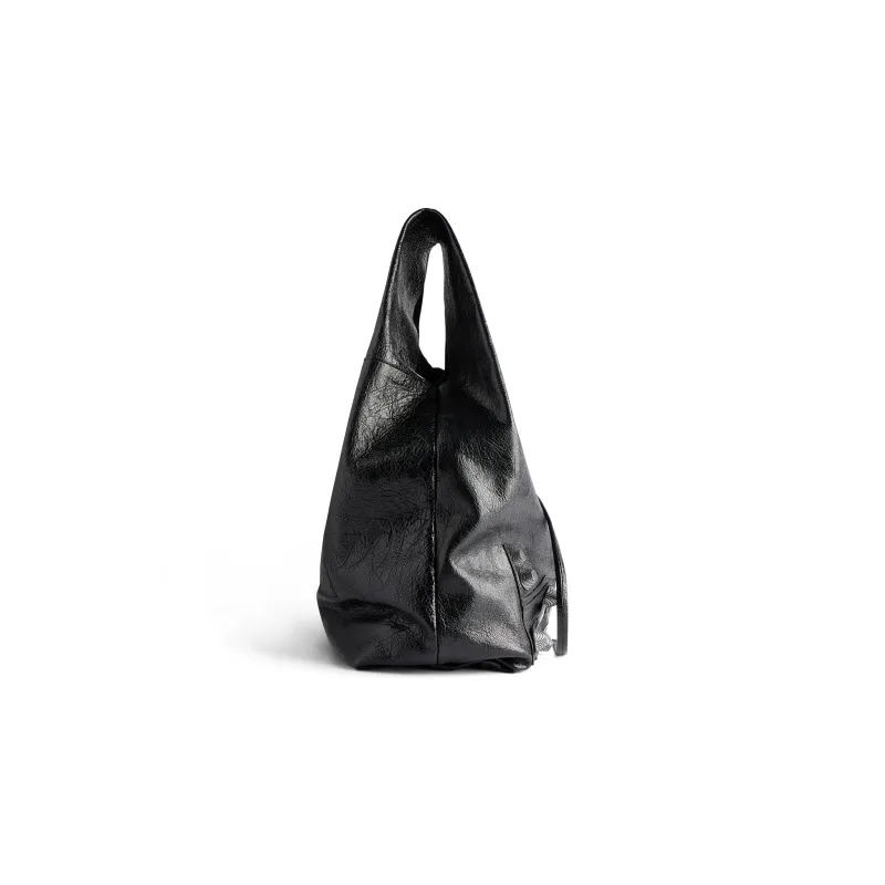 Balenciaga Le Cagole Fine Grained Sheepskin Handbag Shopping Bag Men's Black-2