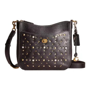 COACH Chaise Leather Empress Bag Shoulder Bag Crossbody Bag Medium Size Women's Brass & Black