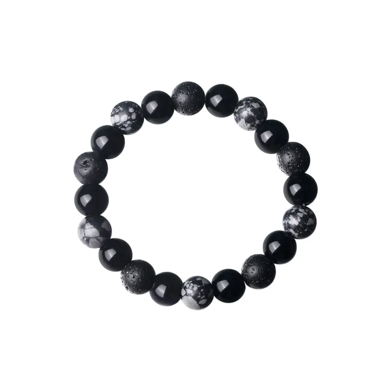 CIROCCO Volcanic Stone Snowflake Obsidian Bracelets Unisex-2