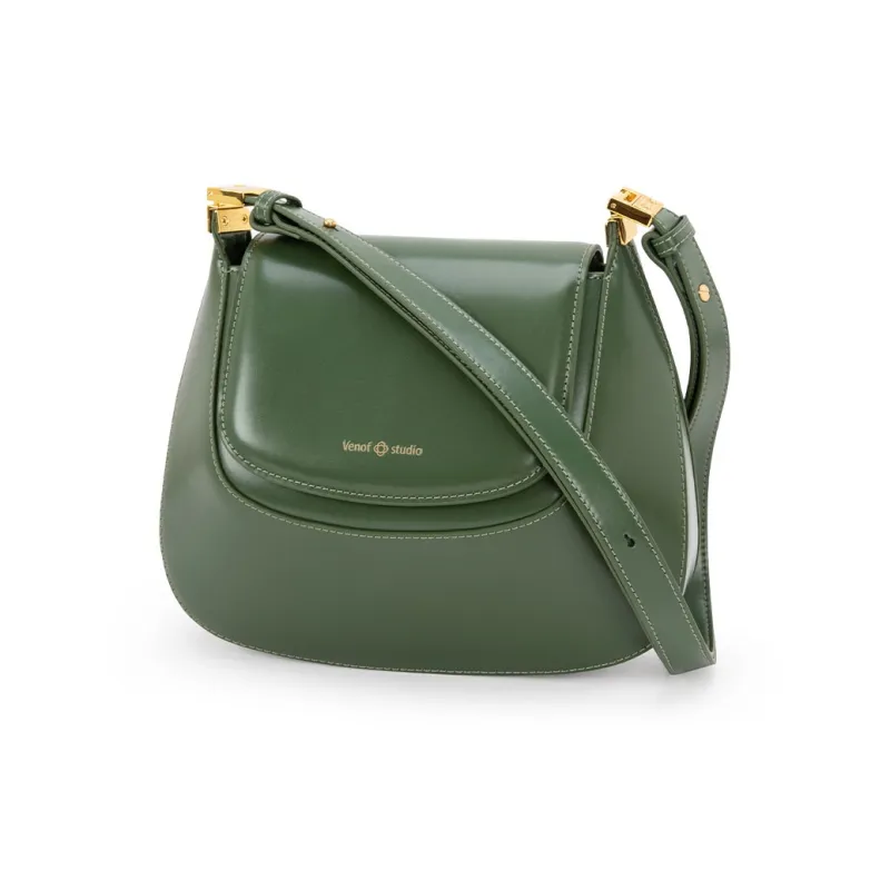 VENOF Cow Leather Shoulder Bag Small Size Women's Ivy Red/Van Dyke Brown/Martini Green-16