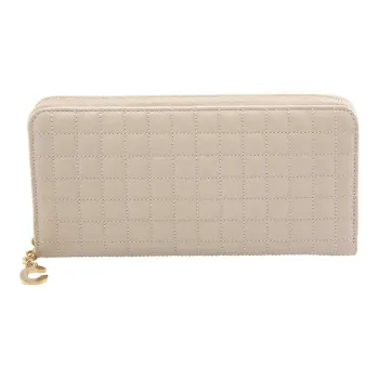 CELINE Quilting Calfskin Wallet Large Size Women's Nude