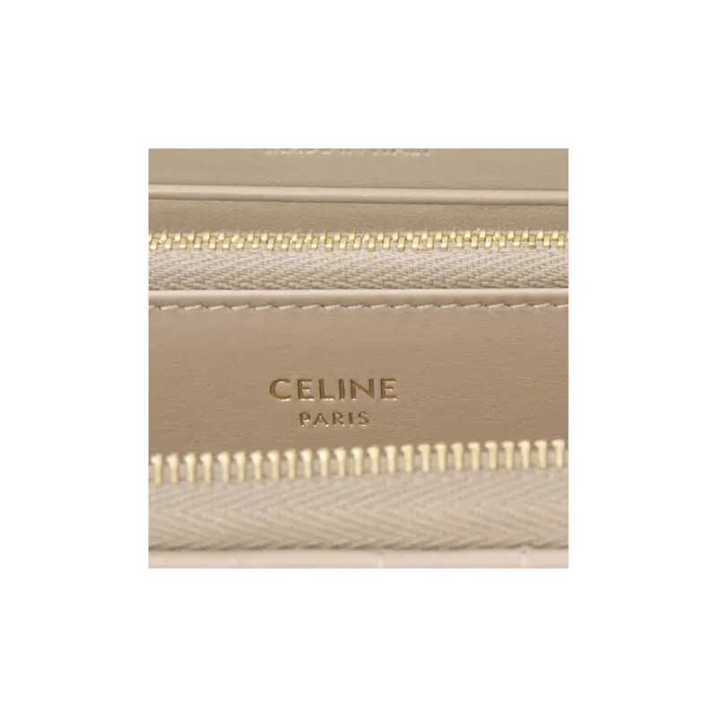 CELINE Quilting Calfskin Wallet Large Size Women's Nude-6