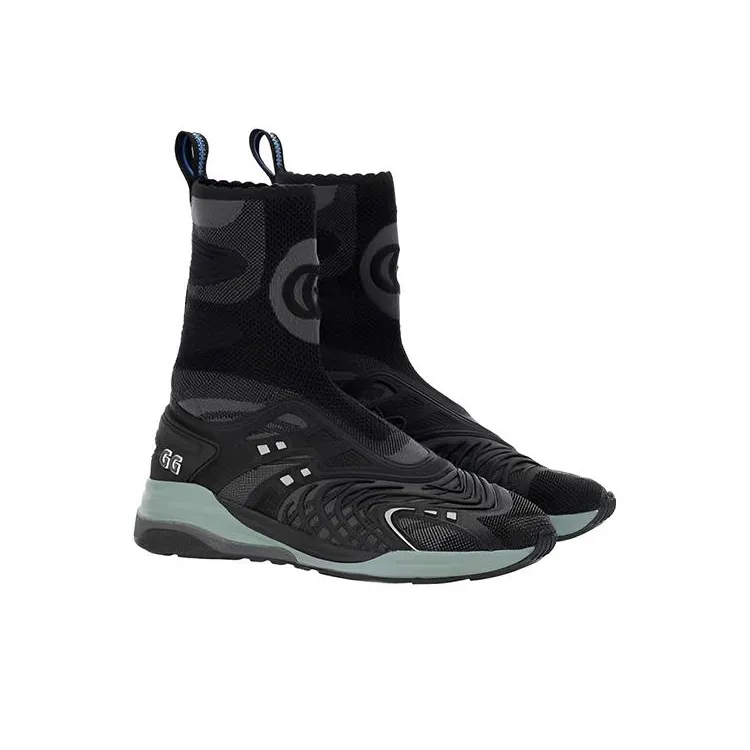 GUCCI Wear Resistant High Top Casual Shoes Women's Black-2