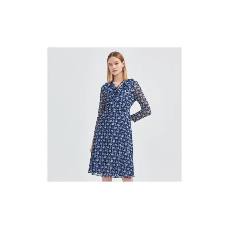JZ. ANNAKRO Long Sleeved Dresses Women's Flower Lake Blue-3