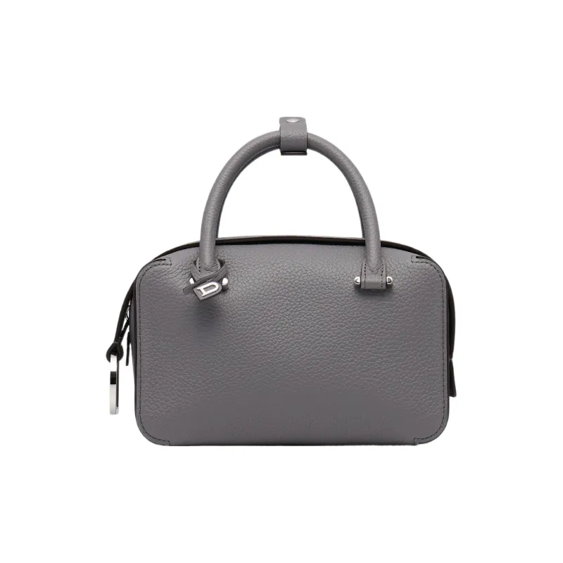 Delvau Cool Bo Soft Grain Calfskin Shoulder Bag Crossbody Bag Handbag Mini Women's Gray-0