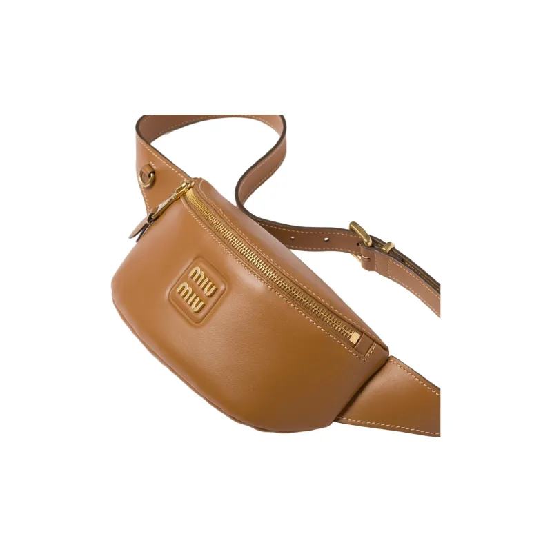 MIU MIU Leather Fanny Pack Women's Caramel Brown-2