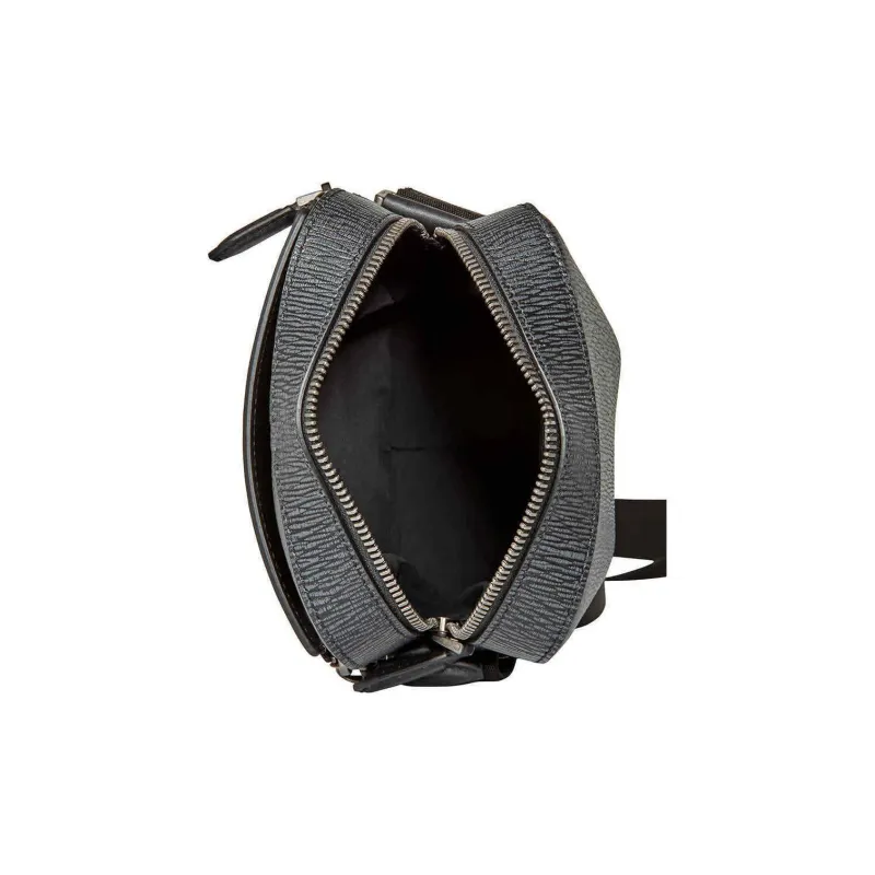 FERRAGAMO Leather Cell Phone Pouch, Shoulder Bag, Crossbody Bag Men's Black-5