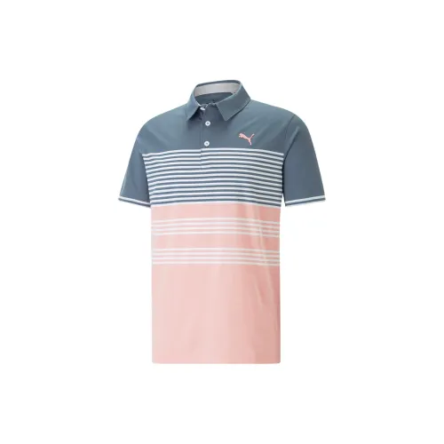 PUMA Golf Mattr Track Polo Shirts Men Blue-pink