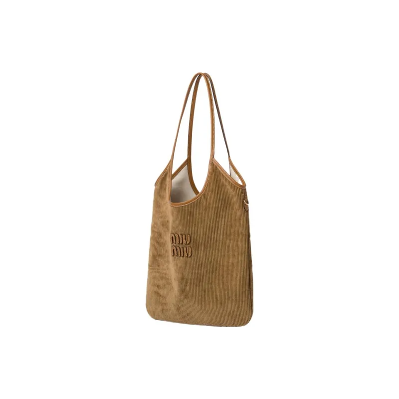 MIU MIU Corduroy Handbag Women's Cinnamon-1