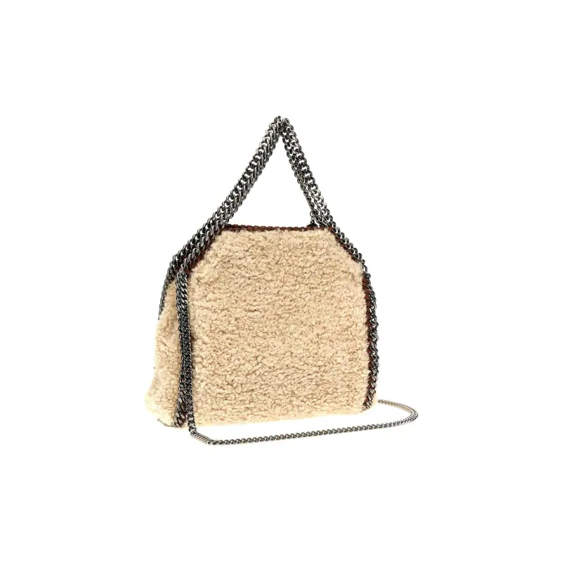 Stella McCartney Falabella Sheared Wool Tote Bag Shopping Bag Handbag Mini Women's Light Brown-1