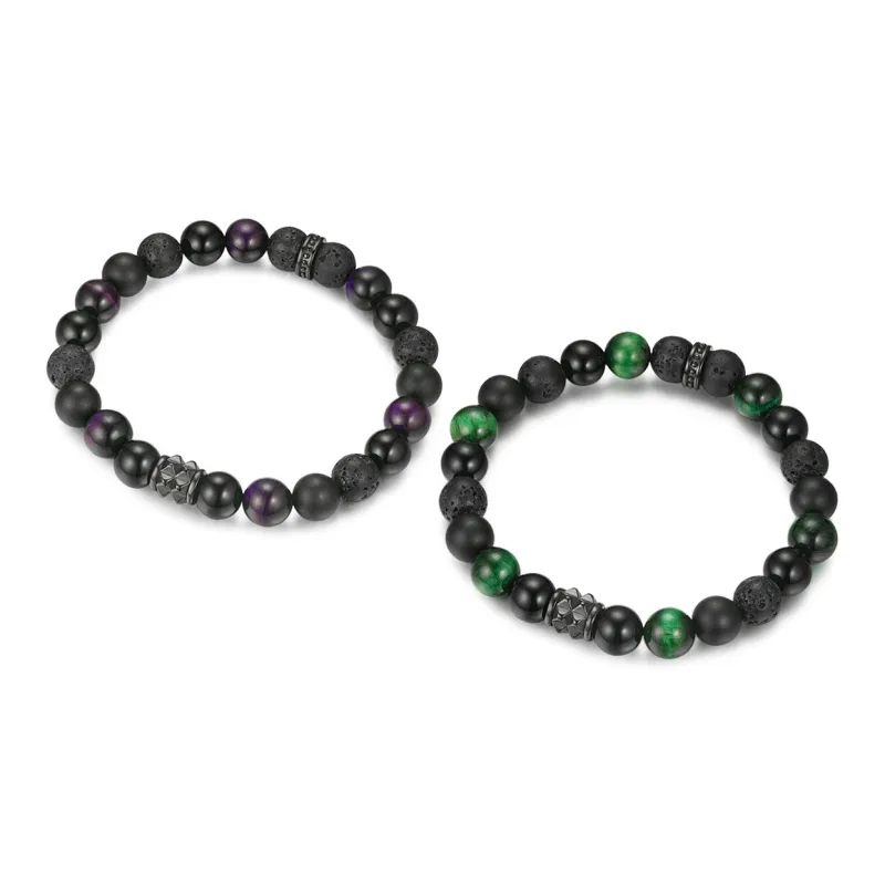 CIROCCO Volcanic Stone Snowflake Obsidian Bracelets Unisex-16