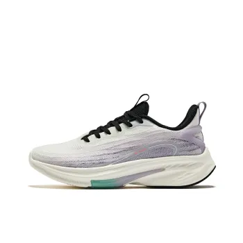 Erke Cushioning Wear Resistant Low Top Running Shoes Women's Bright White Misty Purple