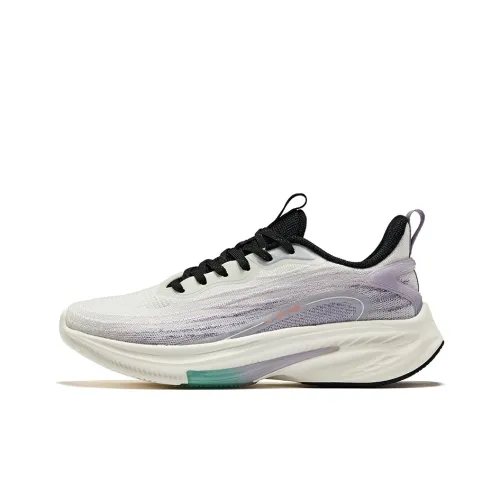 Erke Running Shoes Women's Low-Top Bright White Misty Purple