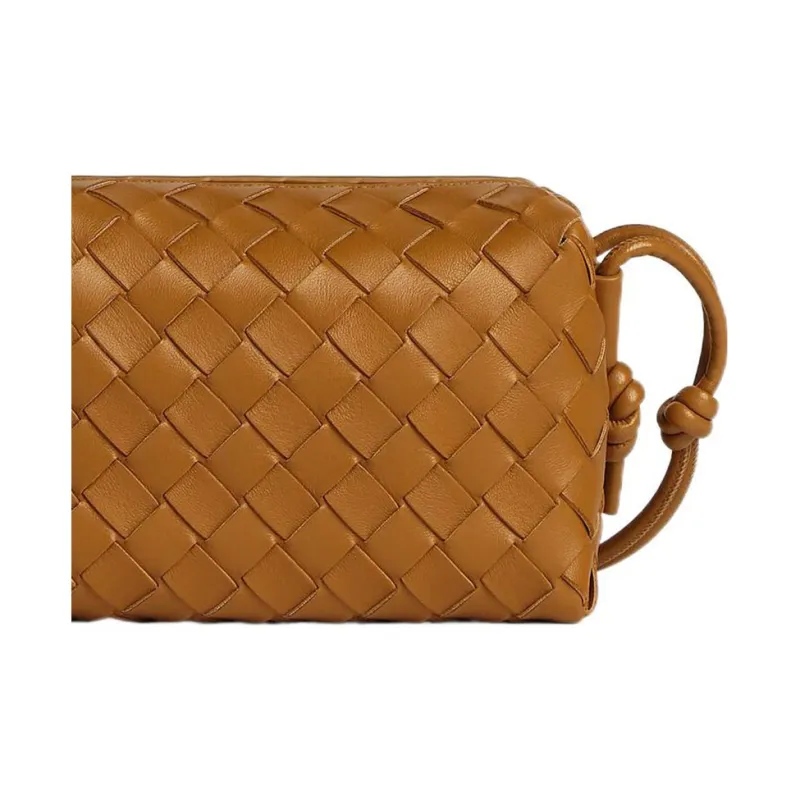 Bottega Veneta Loop Camera Bag Mini Intrecciato Camel-3
