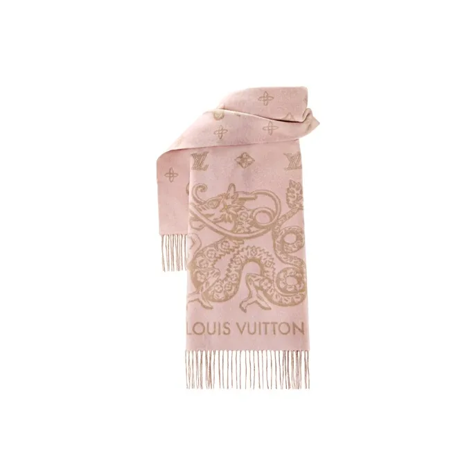 LOUIS VUITTON PRECIOUS Knit Scarves Women's Pink-1