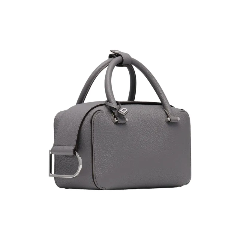 Delvau Cool Bo Soft Grain Calfskin Shoulder Bag Crossbody Bag Handbag Mini Women's Gray-1