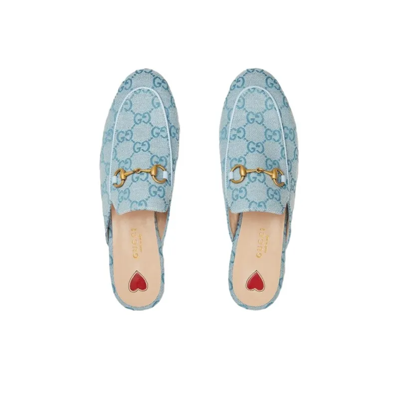 GUCCI Princetown Wrap toe Slippers Women's Blue-3