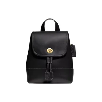 COACH Turnlock Leather Backpack Small Size Women's Black