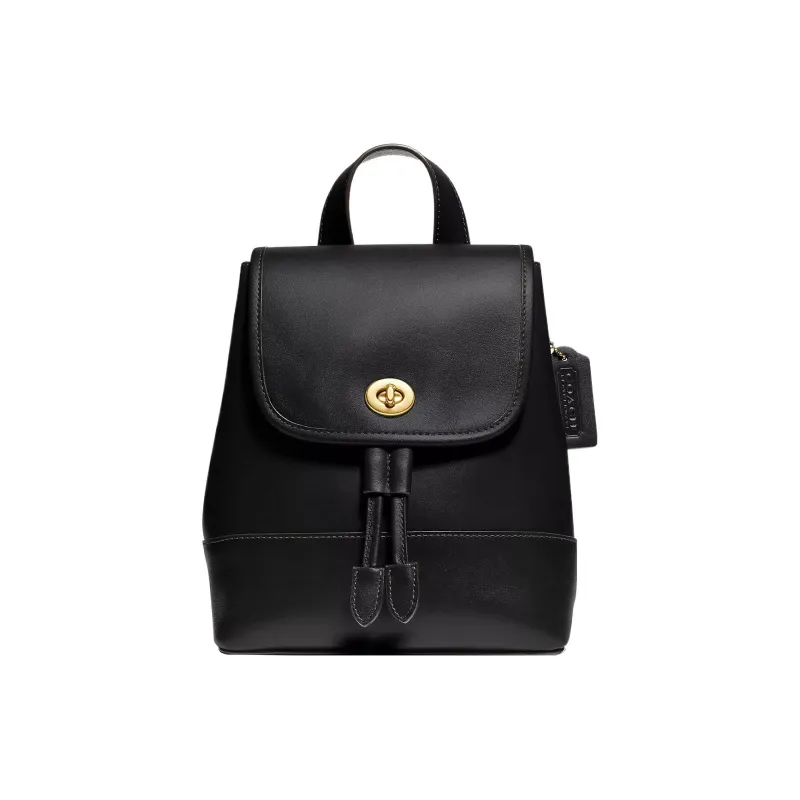 COACH Turnlock Leather Backpack Small Size Women's Black-0