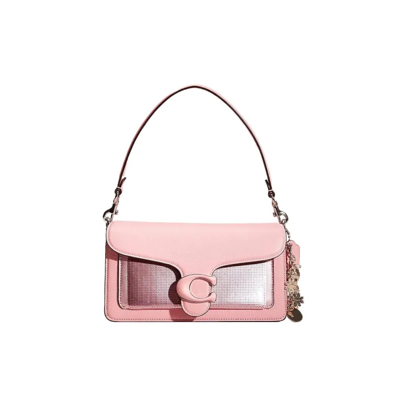 COACH Tabby Polished Pebble Leather Portable Crossbody Bag, Shoulder Bag Women's Silver & Floral Pink-0
