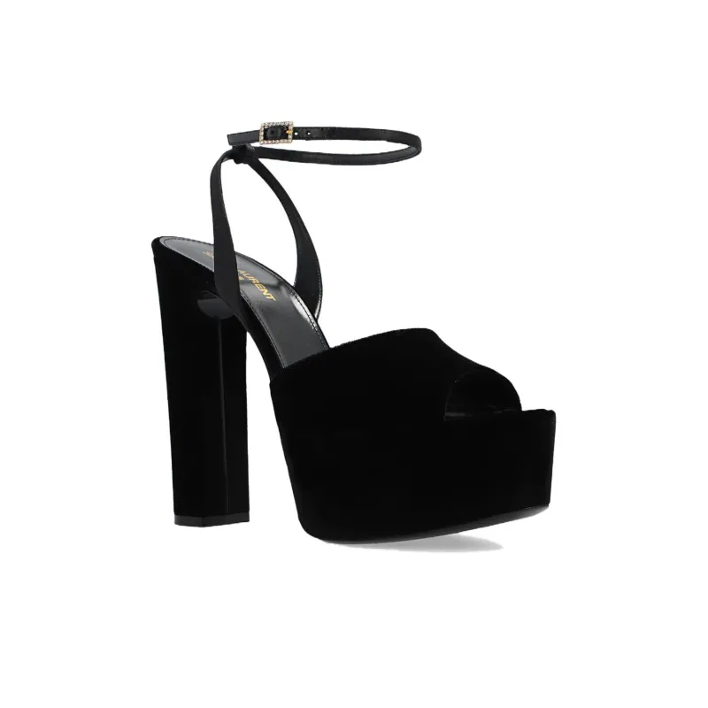 SAINT LAURENT Jodie 95mm Velvet Sandals-1