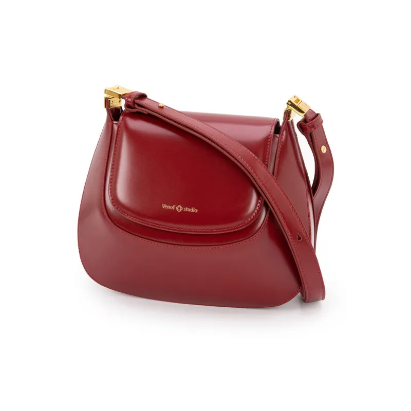 VENOF Cow Leather Shoulder Bag Small Size Women's Ivy Red/Van Dyke Brown/Martini Green-0