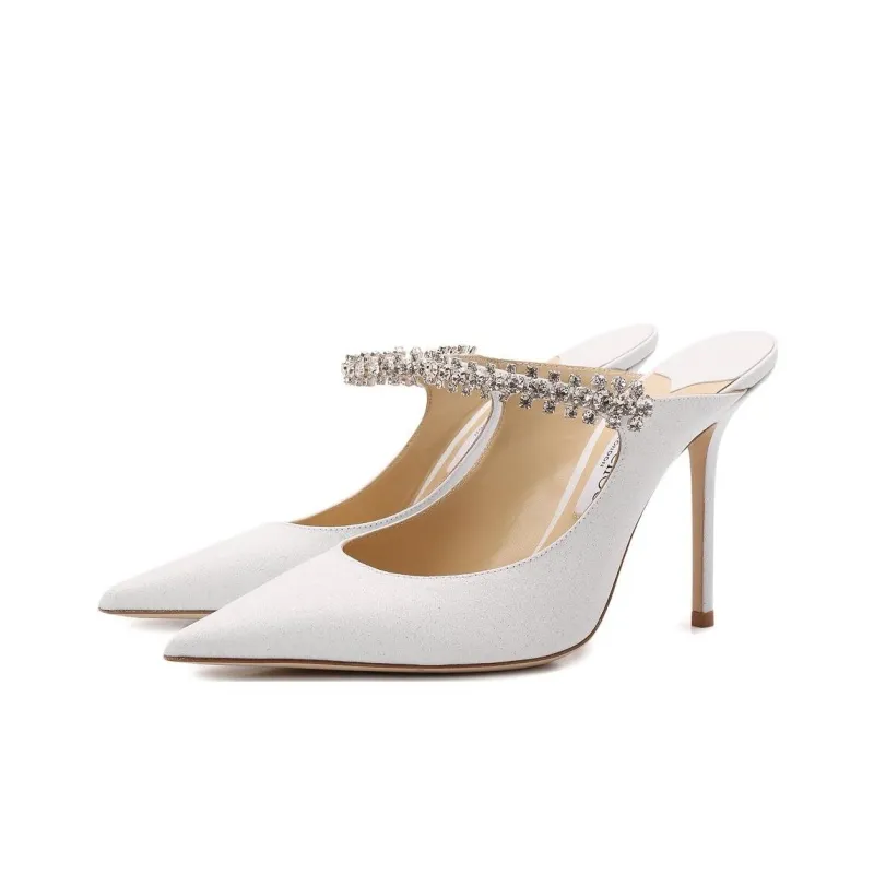 Jimmy Choo Bing Abrasion Resistant Closed Toe Slippers Women's White-1