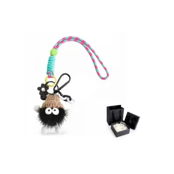 Ingenuity Handmade Mink Fur Pendant Doll Backpack Lanyard With Keychain Includes Shoulder Strap Women's Multicolor