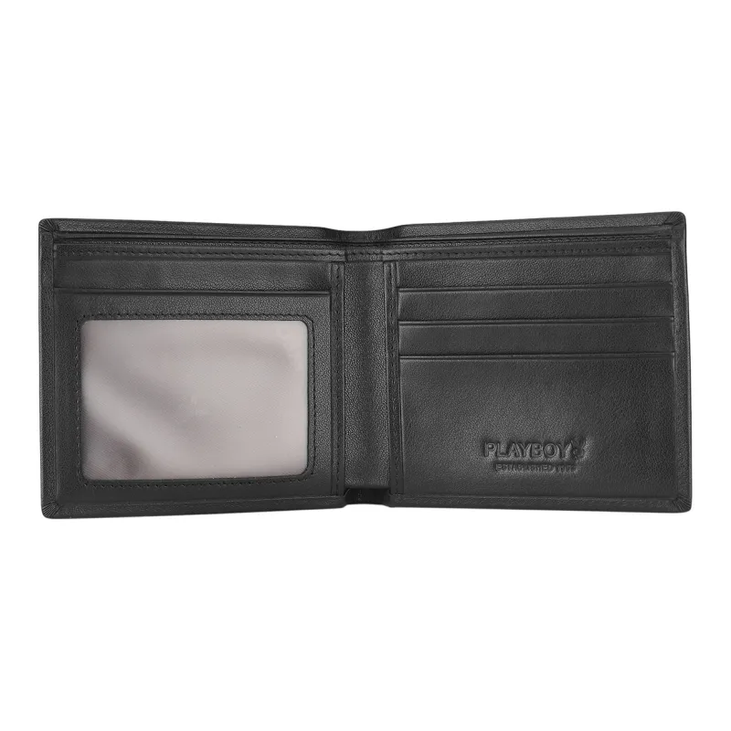 Playboy Cow Leather Wallet Men's Black-2