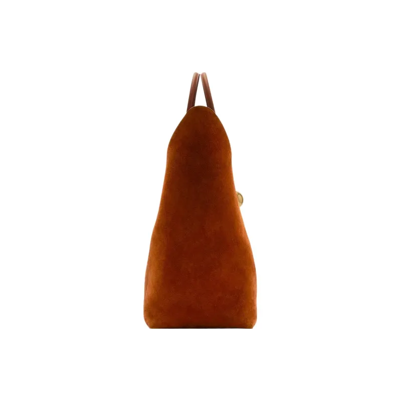Burberry Calfskin Suede Tote Bag Shopping Bag Shoulder Bag Handbag Large Size Women's Warm Coffee-1