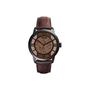 FOSSIL Townspeople Collection Wrist Watch Automatic Mechanical Movement Leather Strap 44mm Tan Watch Dial Men's Watches