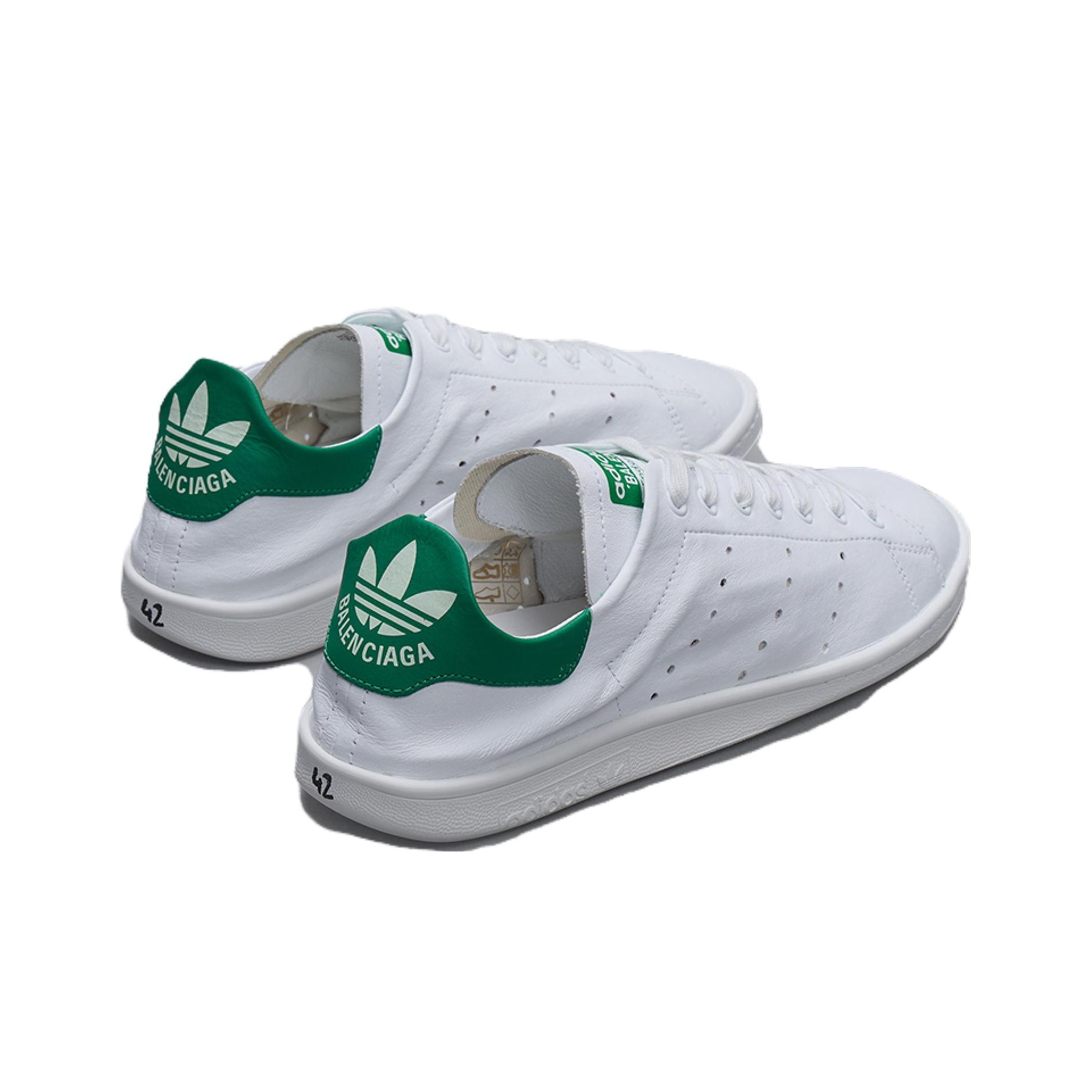 Balenciaga X Adidas Originals Stan Smith Skateboard Shoes Women s Low Top White Green POIZON