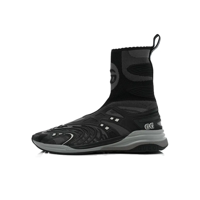 GUCCI Wear Resistant High Top Casual Shoes Women's Black-0