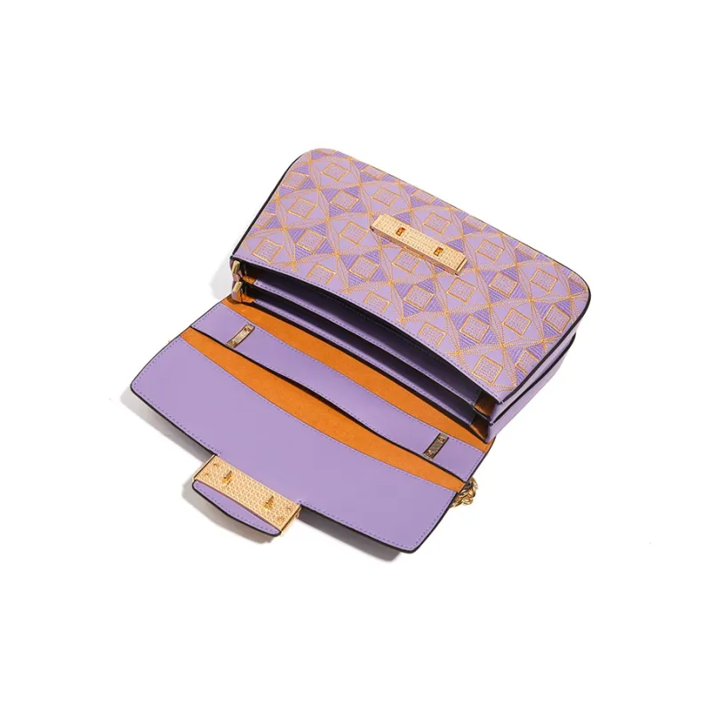 Forever Lucky Cow Leather Shoulder Bag, Crossbody Bag Small Size Women's Periwinkle Basket/Elegant Black/Moon White-4