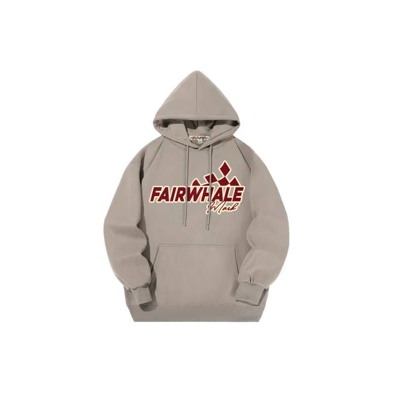 FAIRWHALE Letter Print Loose Fit Pullover Drop Shoulder Hoodie Unisex-42