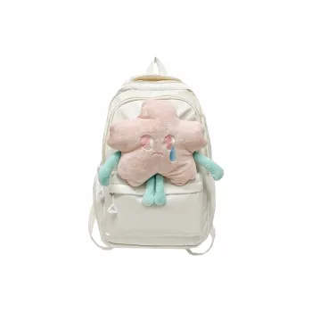 PINK·LAND Nylon Backpack Medium Size Women's White/Pink/Green/Yellow