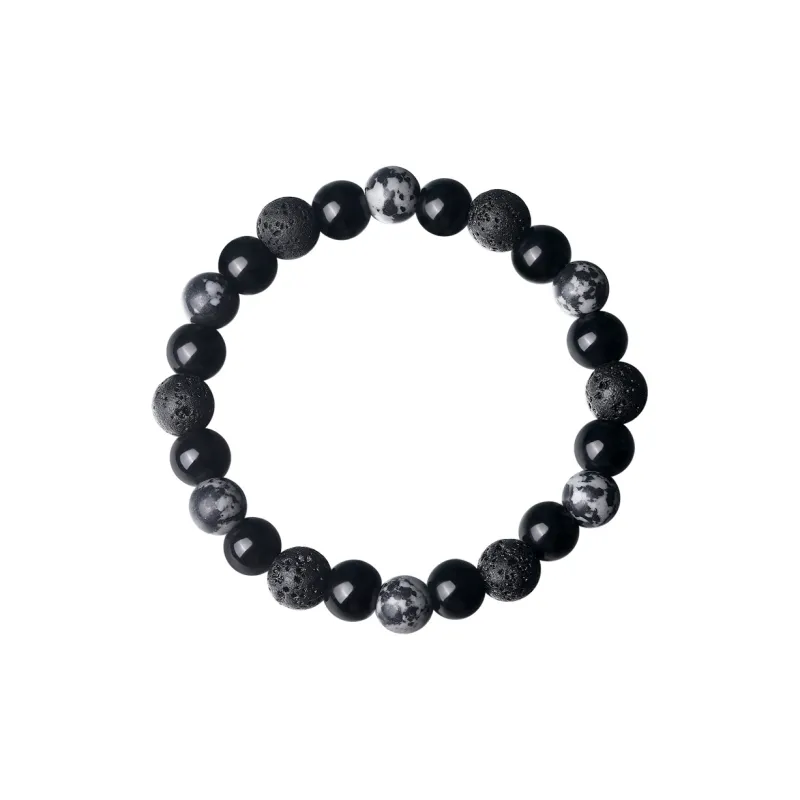 CIROCCO Volcanic Stone Snowflake Obsidian Bracelets Unisex-0