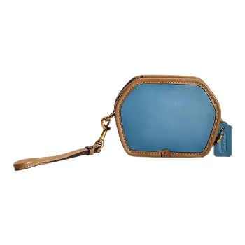 COACH Glove Tanning Coin Box Coin Purse Regular Women's Brass & Pacific Blue Multicolor