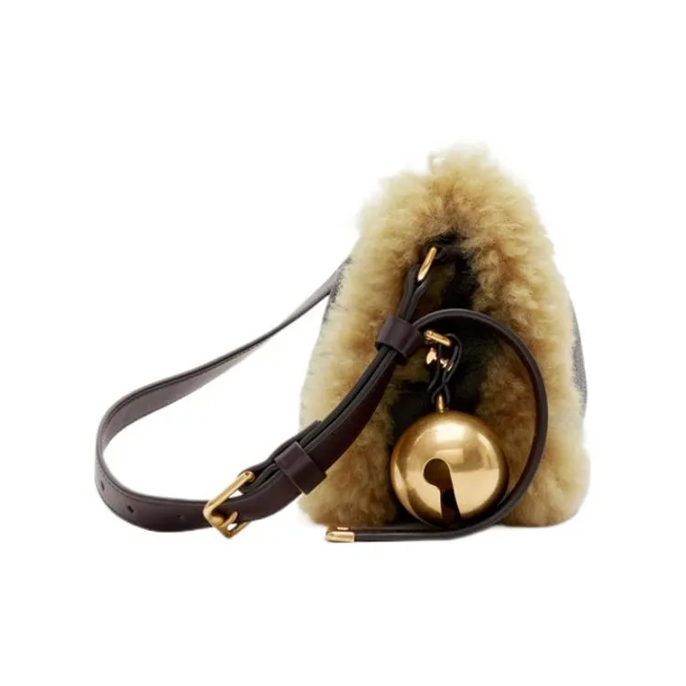Burberry Sheepskin One Shoulder Handbag Small Size Women's Moss-1