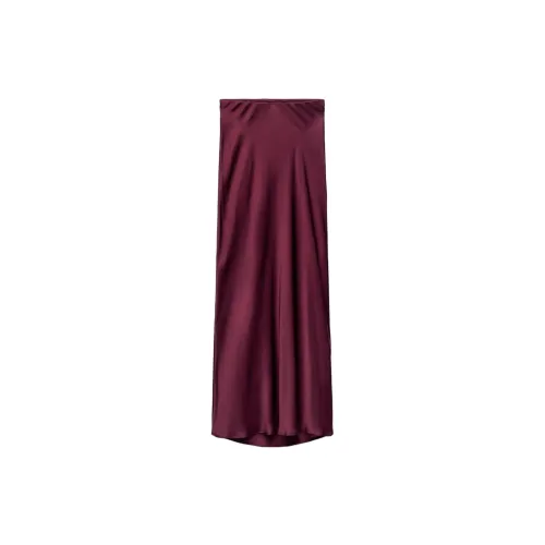 ZARA Casual Long Skirts Women's Burgundy