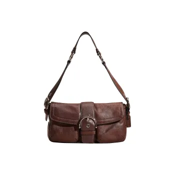 COACH Soho Leather Over The Shoulder Bag Crossbody Bag Shoulder Bag Women's Silver With Mahogany Grain