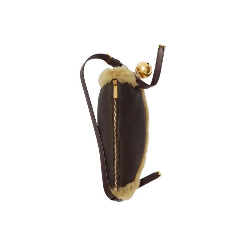Burberry Sheepskin One Shoulder Handbag Small Size Women's Moss-3