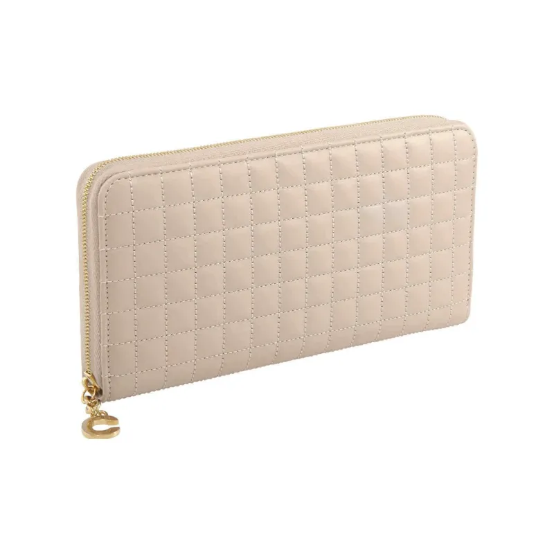 CELINE Quilting Calfskin Wallet Large Size Women's Nude-2