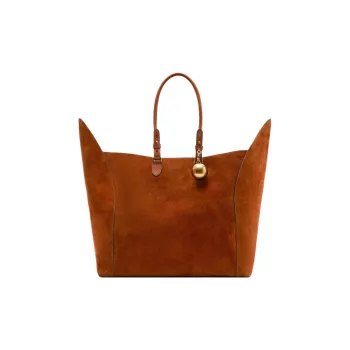 Burberry Calfskin Suede Tote Bag Shopping Bag Shoulder Bag Handbag Large Size Women's Warm Coffee