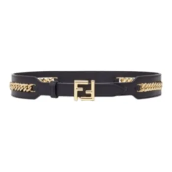 FENDI Letter Logo Women's Black Width 3.5CM