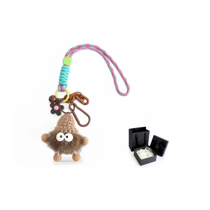 Ingenuity Handmade Mink Fur Pendant Doll Backpack Lanyard With Keychain Includes Shoulder Strap Women's Multicolor-4