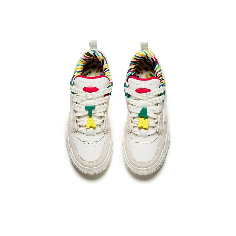 Anta Microsugar Puffy Anti Slip And Wear Resistant Breathable Low Top Skateboard Shoes Women's White Gray-2