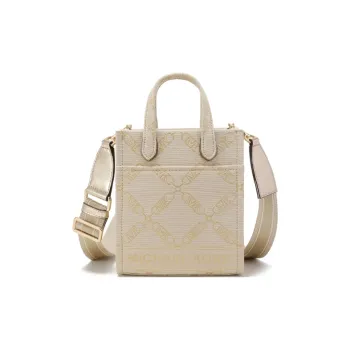 MICHAEL KORS Gigi Fabric Crossbody Handbags Extra Small Women's Ecru Gold