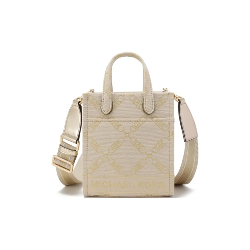 MICHAEL KORS Gigi Fabric Crossbody Handbag Extra Small Women's Ecru Gold-0