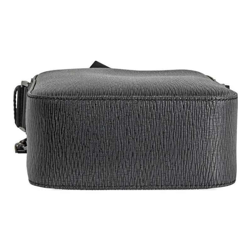 FERRAGAMO Leather Cell Phone Pouch, Shoulder Bag, Crossbody Bag Men's Black-4